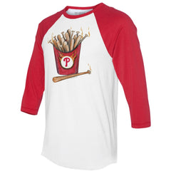 White/Red Philadelphia Phillies Tiny Turnip Women's Hot Bats 3/4-Sleeve Raglan T-Shirt
