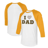 White/Gold San Diego Padres Tiny Turnip Women's I Love Dad 3/4-Sleeve Raglan T-Shirt