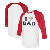 White/Red Boston Red Sox Tiny Turnip Women's I Love Dad 3/4-Sleeve Raglan T-Shirt