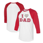 White/Red Philadelphia Phillies Tiny Turnip Women's I Love Dad 3/4-Sleeve Raglan T-Shirt