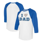 White/Royal Los Angeles Dodgers Tiny Turnip Women's I Love Dad 3/4-Sleeve Raglan T-Shirt