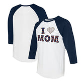 White/Navy Detroit Tigers Tiny Turnip Women's I Love Mom 3/4-Sleeve Raglan T-Shirt