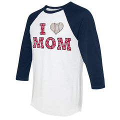 White/Navy Washington Nationals Tiny Turnip Women's I Love Mom 3/4-Sleeve Raglan T-Shirt