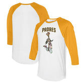 White/Gold San Diego Padres Tiny Turnip Women's Jada 3/4-Sleeve Raglan T-Shirt