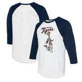 White/Navy Detroit Tigers Tiny Turnip Women's Jada 3/4-Sleeve Raglan T-Shirt