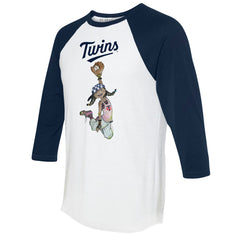 White/Navy Minnesota Twins Tiny Turnip Women's Jada 3/4-Sleeve Raglan T-Shirt