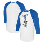 White/Royal Los Angeles Dodgers Tiny Turnip Women's Jada 3/4-Sleeve Raglan T-Shirt
