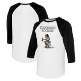 White/Black Colorado Rockies Tiny Turnip Women's Kate 3/4-Sleeve Raglan T-Shirt