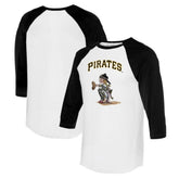 White/Black Pittsburgh Pirates Tiny Turnip Women's Kate 3/4-Sleeve Raglan T-Shirt