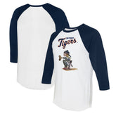 White/Navy Detroit Tigers Tiny Turnip Women's Kate 3/4-Sleeve Raglan T-Shirt