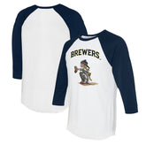 White/Navy Milwaukee Brewers Tiny Turnip Women's Kate 3/4-Sleeve Raglan T-Shirt