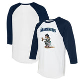 White/Navy Seattle Mariners Tiny Turnip Women's Kate 3/4-Sleeve Raglan T-Shirt