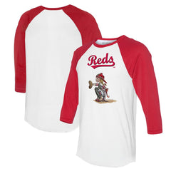White/Red Cincinnati Reds Tiny Turnip Women's Kate 3/4-Sleeve Raglan T-Shirt