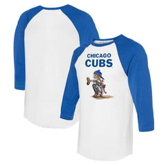 White/Royal Chicago Cubs Tiny Turnip Women's Kate 3/4-Sleeve Raglan T-Shirt