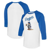 White/Royal Los Angeles Dodgers Tiny Turnip Women's Kate 3/4-Sleeve Raglan T-Shirt