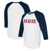 White/Navy Washington Nationals Tiny Turnip Women's Logo Mom 3/4-Sleeve Raglan T-Shirt