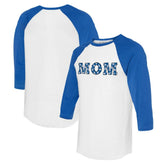 White/Royal Los Angeles Dodgers Tiny Turnip Women's Logo Mom 3/4-Sleeve Raglan T-Shirt