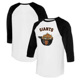 White/Black San Francisco Giants Tiny Turnip Women's Nacho Helmet 3/4-Sleeve Raglan T-Shirt