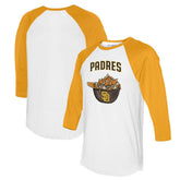 White/Gold San Diego Padres Tiny Turnip Women's Nacho Helmet 3/4-Sleeve Raglan T-Shirt