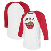 White/Red Los Angeles Angels Tiny Turnip Women's Nacho Helmet 3/4-Sleeve Raglan T-Shirt