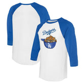 White/Royal Los Angeles Dodgers Tiny Turnip Women's Nacho Helmet 3/4-Sleeve Raglan T-Shirt