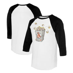 White/Black Baltimore Orioles Tiny Turnip Women's Popcorn 3/4-Sleeve Raglan T-Shirt