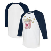 White/Navy Washington Nationals Tiny Turnip Women's Popcorn 3/4-Sleeve Raglan T-Shirt
