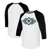 White Miami Marlins Tiny Turnip Women's Prism Arrows 3/4-Sleeve Raglan T-Shirt