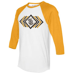 White San Diego Padres Tiny Turnip Women's Prism Arrows 3/4-Sleeve Raglan T-Shirt