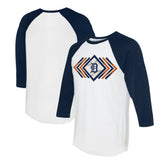 White Detroit Tigers Tiny Turnip Women's Prism Arrows 3/4-Sleeve Raglan T-Shirt
