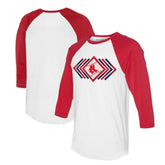 White Boston Red Sox Tiny Turnip Women's Prism Arrows 3/4-Sleeve Raglan T-Shirt