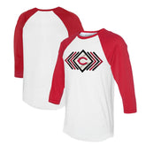 White Cincinnati Reds Tiny Turnip Women's Prism Arrows 3/4-Sleeve Raglan T-Shirt