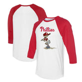 White/Red Philadelphia Phillies Tiny Turnip Women's Slugger 3/4-Sleeve Raglan T-Shirt