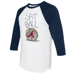 White/Navy Atlanta Braves Tiny Turnip Women's Spit Ball 3/4-Sleeve Raglan T-Shirt