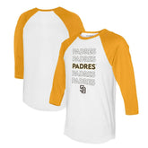 White/Gold San Diego Padres Tiny Turnip Women's Stacked 3/4-Sleeve Raglan T-Shirt