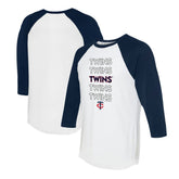 White/Navy Minnesota Twins Tiny Turnip Women's Stacked 3/4-Sleeve Raglan T-Shirt