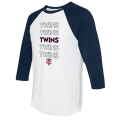 White/Navy Minnesota Twins Tiny Turnip Women's Stacked 3/4-Sleeve Raglan T-Shirt