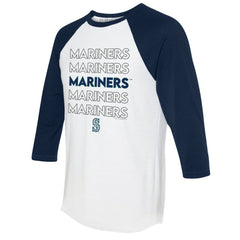 White/Navy Seattle Mariners Tiny Turnip Women's Stacked 3/4-Sleeve Raglan T-Shirt