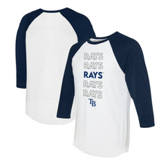 White/Navy Tampa Bay Rays Tiny Turnip Women's Stacked 3/4-Sleeve Raglan T-Shirt