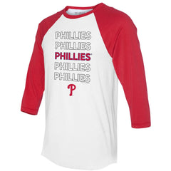 White/Red Philadelphia Phillies Tiny Turnip Unisex Stacked 3/4-Sleeve Raglan T-Shirt