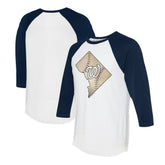 White/Navy Washington Nationals Tiny Turnip Unisex State Outline 3/4-Sleeve Raglan T-Shirt