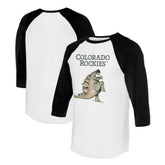 White/Black Colorado Rockies Tiny Turnip Unisex Stega 3/4-Sleeve Raglan T-Shirt