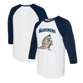 White/Navy Seattle Mariners Tiny Turnip Unisex Stega 3/4-Sleeve Raglan T-Shirt