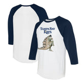 White/Navy Tampa Bay Rays Tiny Turnip Unisex Stega 3/4-Sleeve Raglan T-Shirt