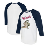 White/Navy Washington Nationals Tiny Turnip Unisex Stega 3/4-Sleeve Raglan T-Shirt