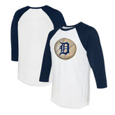 White/Navy Detroit Tigers Tiny Turnip Unisex Stitched Baseball 3/4-Sleeve Raglan T-Shirt