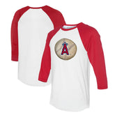 White/Red Los Angeles Angels Tiny Turnip Unisex Stitched Baseball 3/4-Sleeve Raglan T-Shirt
