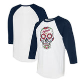 White/Navy Washington Nationals Tiny Turnip Unisex Sugar Skull 3/4-Sleeve Raglan T-Shirt