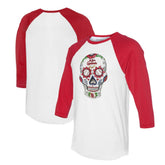 White/Red St. Louis Cardinals Tiny Turnip Unisex Sugar Skull 3/4-Sleeve Raglan T-Shirt