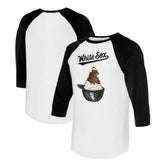 White/Black Chicago White Sox Tiny Turnip Unisex Sundae Helmet 3/4-Sleeve Raglan T-Shirt